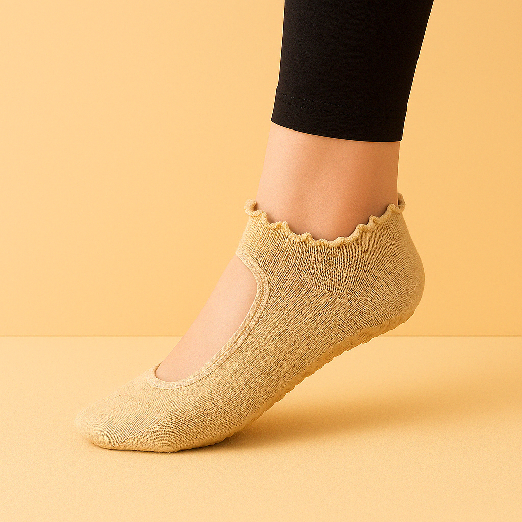 Chaussettes antidérapantes à froufrou Pilates/Yoga Vert