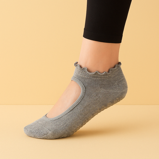 Chaussettes antidérapantes à froufrou Pilates/Yoga Violet