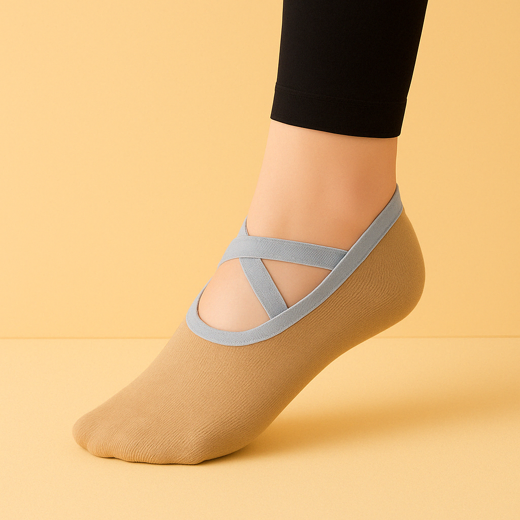 Chaussettes antidérapantes Pilates/Yoga Marron