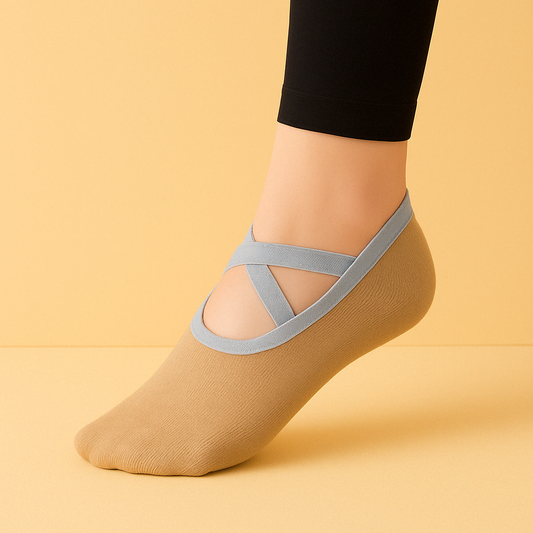 Chaussettes antidérapantes Pilates/Yoga Marron