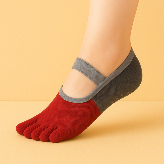 Chaussettes de yoga antidérapantes Rouge