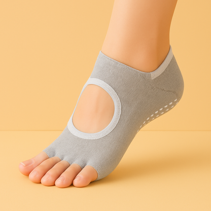 Chaussettes antidérapantes orteils libres Pilates/Yoga Violet