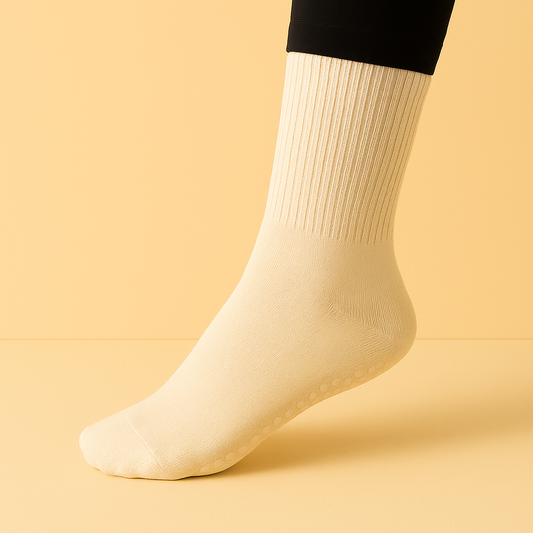 Chaussettes antidérapantes Pilates/Yoga Mid-Cut 2 Beige