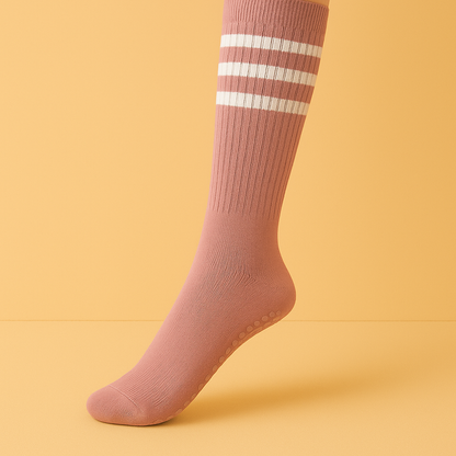 Chaussettes hautes antidérapantes Pilates/Yoga Long-Cut Rose