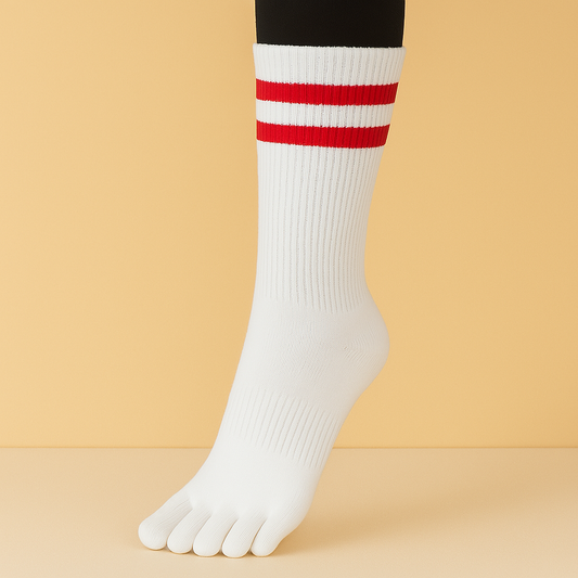 Chaussettes antidérapantes haute doigts Blanc