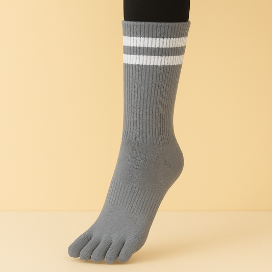 Chaussettes antidérapantes haute doigts Gris