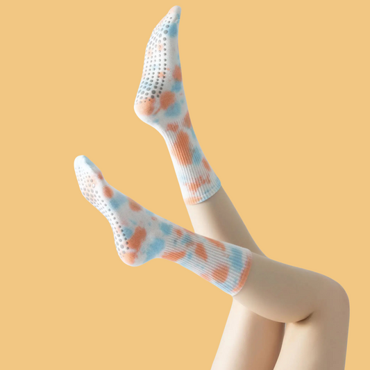 Chaussettes antidérapantes Pilates/Yoga Tie-dye Bleu/Orange
