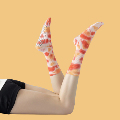 Chaussettes antidérapantes Pilates/Yoga Tie-dye Bleu/Orange