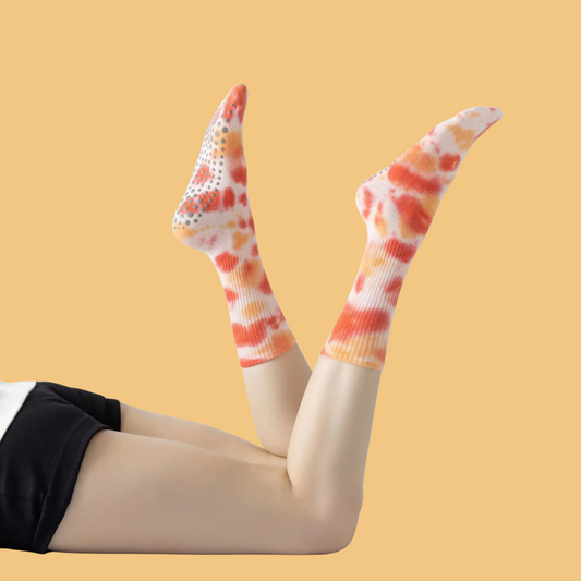 Chaussettes antidérapantes Pilates/Yoga Tie-dye Bleu/Orange