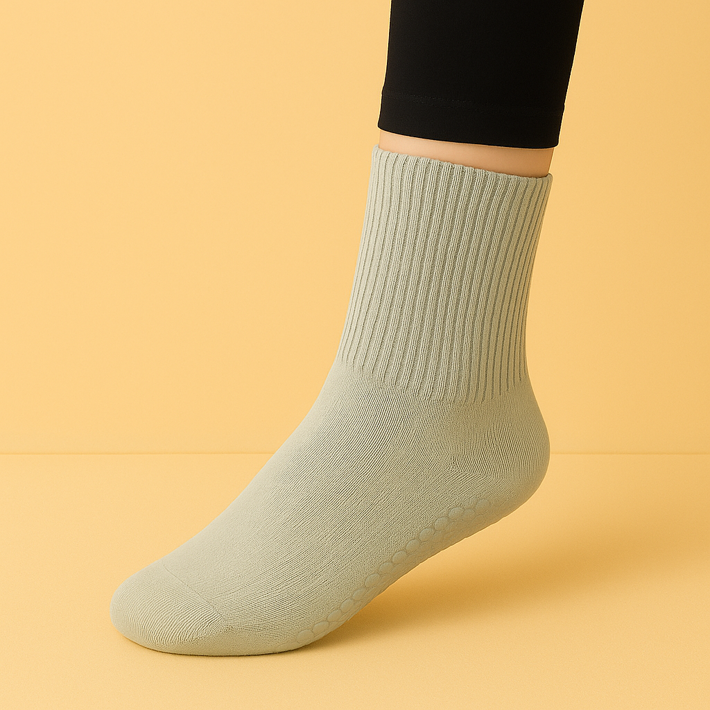 Chaussettes antidérapantes Pilates/Yoga Mid-Cut 2 Vert